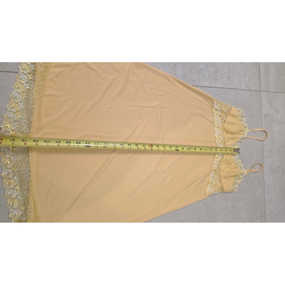 VTG Yellow Floral Lace Trim Nightgown Adjustable Straps Chemise Slip Dress SZ XL - Picture 5 of 11